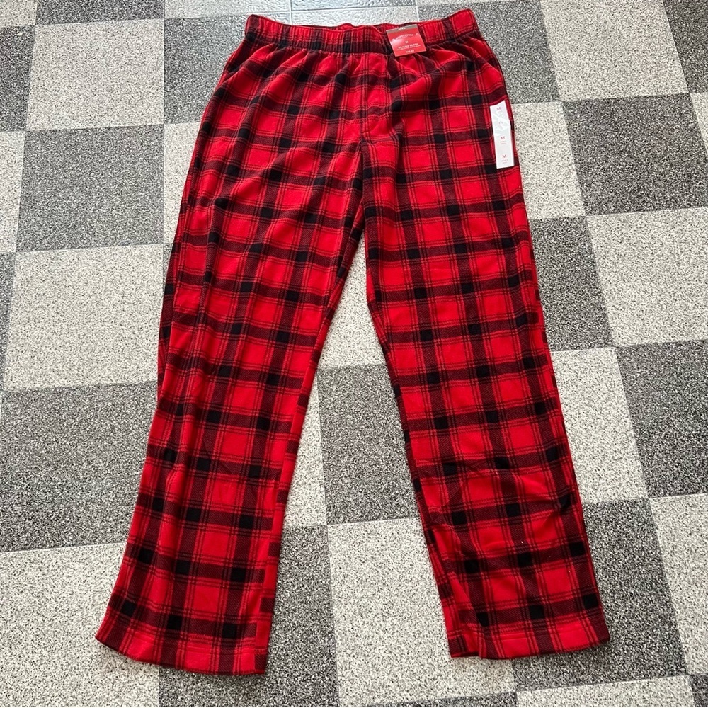 Wondershop Men's Red and Black Plaid Pajama Pants- M - Picture 2 of 6